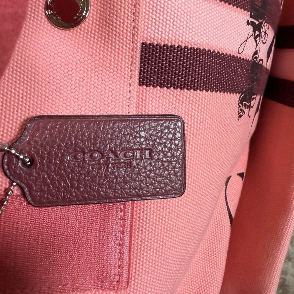 Coach Tote Bag‎ Women's Pink Canvas Snap Double Handle Spacious